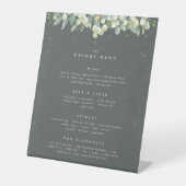 Grüne Snowberry+Eukalyptus Wedding Drinks/Bar Menu Sockelschild (Vorderseite)