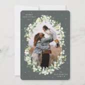 Grüne Snowberry+Eukalyptus Weihnachtsgebäck Foto Feiertagskarte (Vorderseite)