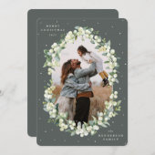 Grüne Snowberry+Eukalyptus Weihnachtsgebäck Foto Feiertagskarte (Vorne/Hinten)