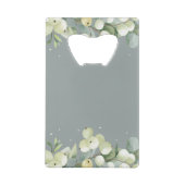 Grüne Snowberry+Eukalyptus Winter Wedding Mini Geldbeutel Flaschenöffner (Rückseite)