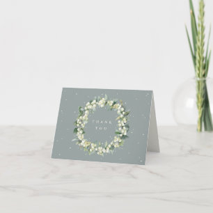 Grüne Snowberry+Eukalyptus Wreath Wedding Note Dankeskarte