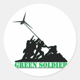 Grüne Soldat-Windmühle Runder Aufkleber