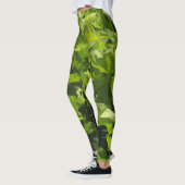 Grüne Sommer Natur Modernes abstraktes Blattwerk Leggings (Links)