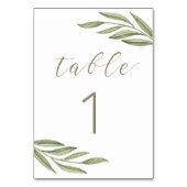Grüne Sommerhochzeit. Kalligrafie Tischnummer (Vorderseite)