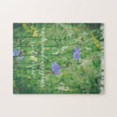 Grüne Sommerwiese mit blauen Blumen Puzzle (Horizontal)