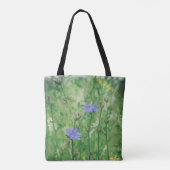 Grüne Sommerwiese mit blauen Blumen Tasche (Rückseite)