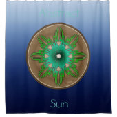 Grüne Sonne Duschvorhang (Vorderseite)
