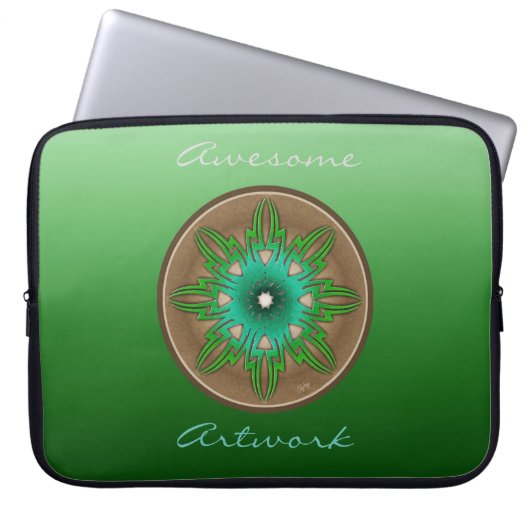 Grüne Sonne Laptopschutzhülle (Vorderseite)