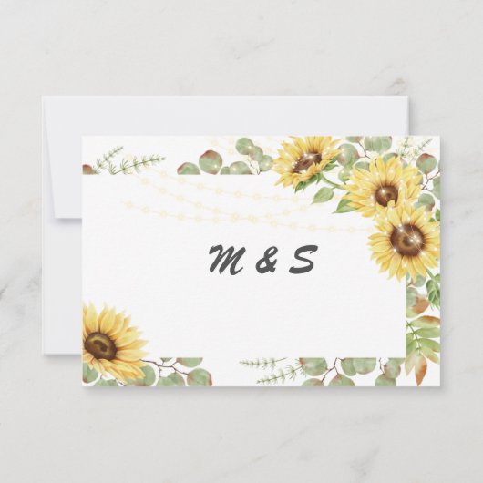 Grüne Sonnenblume Eukalyptus String Light Wedding Dankeskarte (Rückseite)