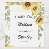 Grüne Sonnenblume Eukalyptus String Light Wedding Weinetikett (Einzelnes Label)