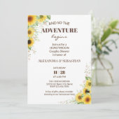 Grüne Sonnenblume Flitterwochen Einladung (Stehend Vorderseite)