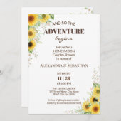 Grüne Sonnenblume Flitterwochen Einladung (Vorne/Hinten)