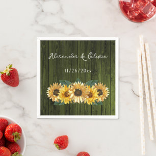 Grüne Sonnenblume Hochzeit von Napkins Serviette