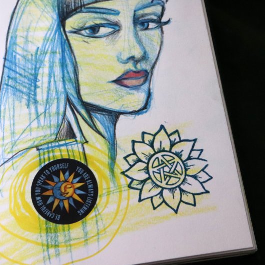 Grüne Sonnenblume Pentagramm Druidenheide Gummistempel