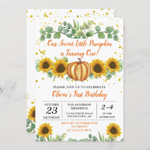 Grüne Sonnenblumen Autumn Pumpkin Fall Birthday Einladung