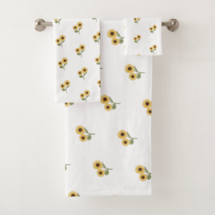 Grüne Sonnenblumen Blumenmuster Design Minimalist Badhandtuch Set