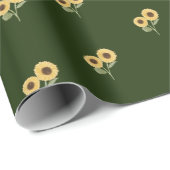 Grüne Sonnenblumen Blumenmuster Design Minimalisti Geschenkpapier (Rolleneckpunkt)