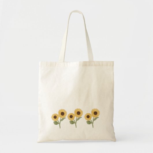 Grüne Sonnenblumen Blumenmuster Design Minimalisti Tragetasche (Vorne)