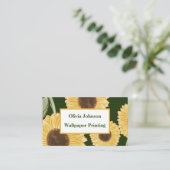 Grüne Sonnenblumen Blumenmuster Design Minimalisti Visitenkarte (Stehend Vorderseite)