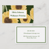 Grüne Sonnenblumen Blumenmuster Design Minimalisti Visitenkarte (Vorne/Hinten)