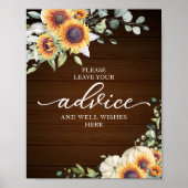 Grüne Sonnenblumen Brautparty Hinweis Unterschrift Poster (Vorne)