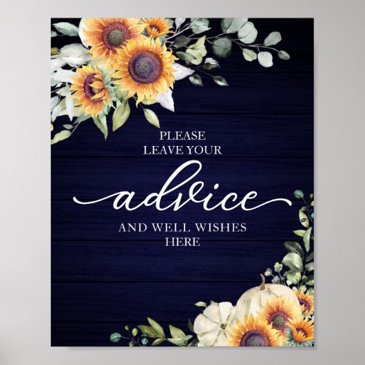 Grüne Sonnenblumen Brautparty Hinweis Unterschrift Poster (Vorne)