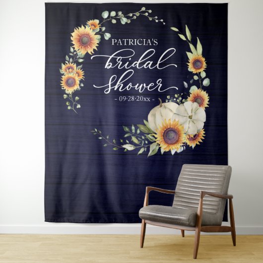 Grüne Sonnenblumen Fall Brautparty Hintergrund Wandteppich (Beispiel)