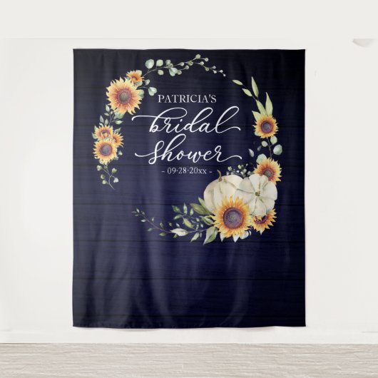 Grüne Sonnenblumen Fall Brautparty Hintergrund Wandteppich (Vorderseite)