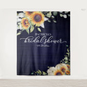 Grüne Sonnenblumen Fall Brautparty Hintergrund Wandteppich (Vorderseite)