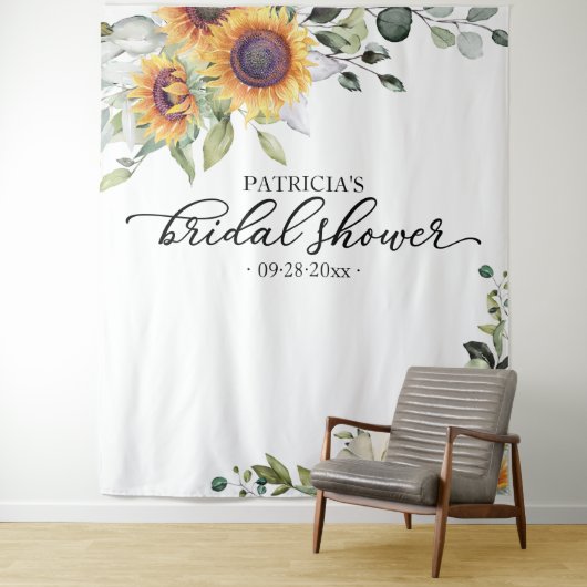 Grüne Sonnenblumen Fall Brautparty Hintergrund Wandteppich (Beispiel)