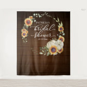 Grüne Sonnenblumen Fall Brautparty Hintergrund Wandteppich (Vorderseite)