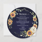 Grüne Sonnenblumen Fall Brautparty Round Menu Einladung (Vorderseite)