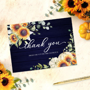 Grüne Sonnenblumen Herbst Brautparty Dankeschön  Postkarte