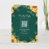 Grüne Sonnenblumen-Mason-Glas-QR-Code-Hochzeit in Einladung (Rückseite)