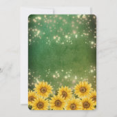 Grüne Sonnenblumensaite leuchtet goldenes Funkeln Einladung (Rückseite)