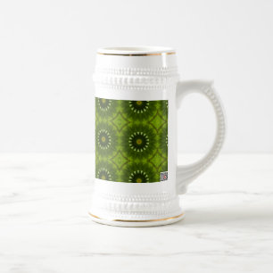 Grüne Sonnendurchbruch-Abstrakt-Kaleidoskop-Muster Bierglas