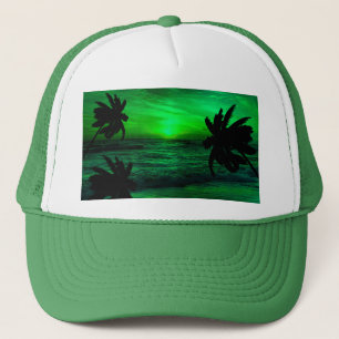 GRÜNE SONNENUNTERGÄNGE OZEAN IDYLLISCH TRUCKERKAPPE