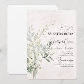 Grüne Spanische Hochzeit Einladung (Vorne/Hinten)