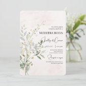 Grüne Spanische Hochzeit Einladung (Stehend Vorderseite)