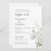 Grüne Spanische Hochzeit Einladung (Vorne/Hinten)