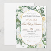 Grüne Spanische Hochzeit Einladung (Vorne/Hinten)