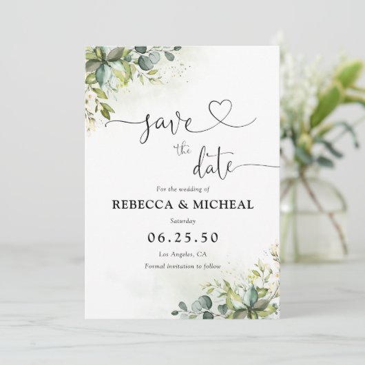 Grüne speichern die Datumskarten Save The Date (Stehend Vorderseite)