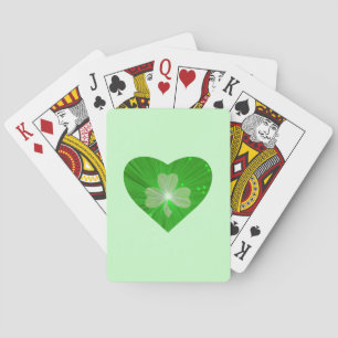 Grüne Spielkarten des Kleeblatt-Herzens
