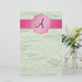 Grüne Spitze des Monogramms Briefpapier (Stehend Vorderseite)