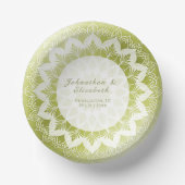 Grüne Spitzen-Mandala-Hochzeit Pappteller (Vorderseite)