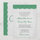 Grüne Spitzen-Monogramm-Hochzeit R432 Einladung (Vorne/Hinten)