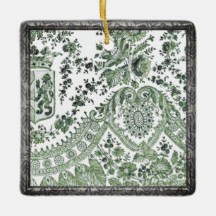 Grüne Spitzen-Rose Keramikornament