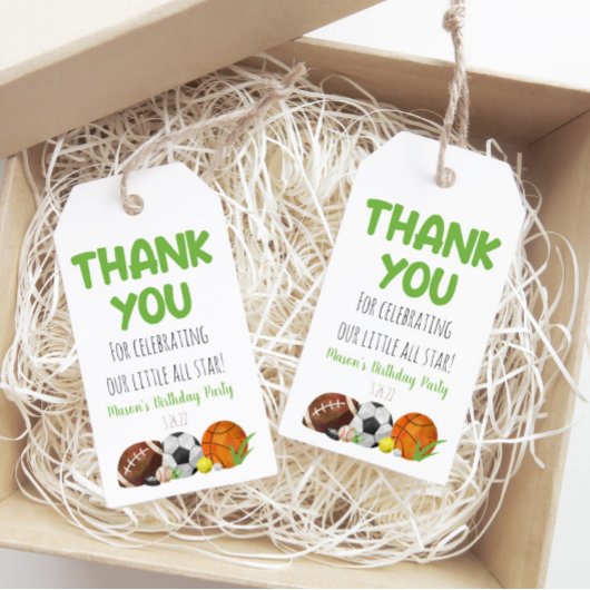 Grüne Sportveranstaltungen Geburtstagsparty Gefall Geschenkanhänger