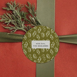 Grüne Sprigs Botanische Gewohnheit Runder Aufkleber