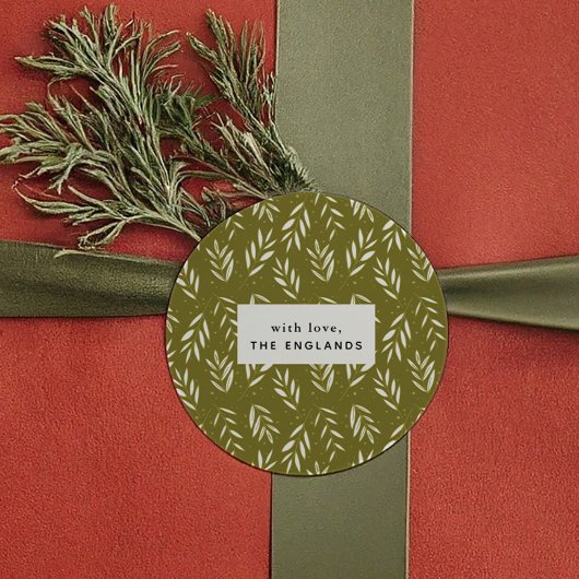 Grüne Sprigs Botanische Gewohnheit Runder Aufkleber